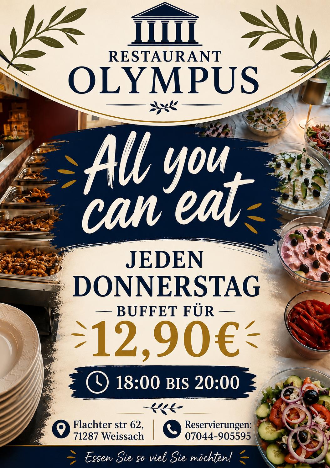 All you can eat Buffet im Restaurant Olympus